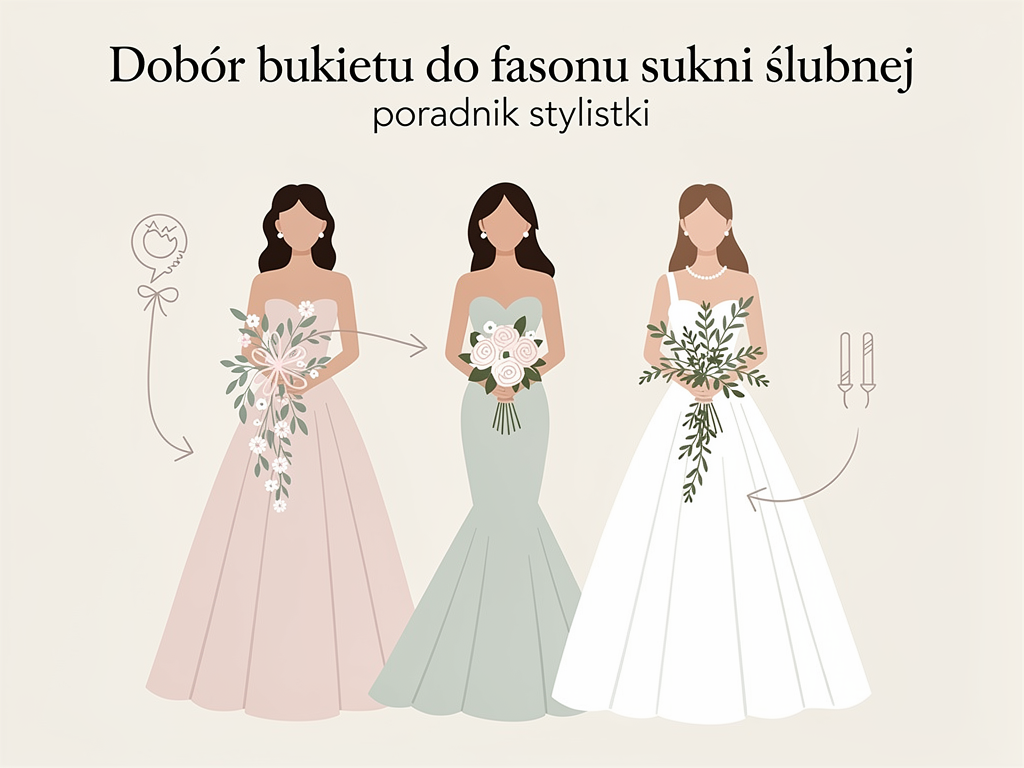 Dobór bukietu do fasonu sukni ślubnej – poradnik stylistki
